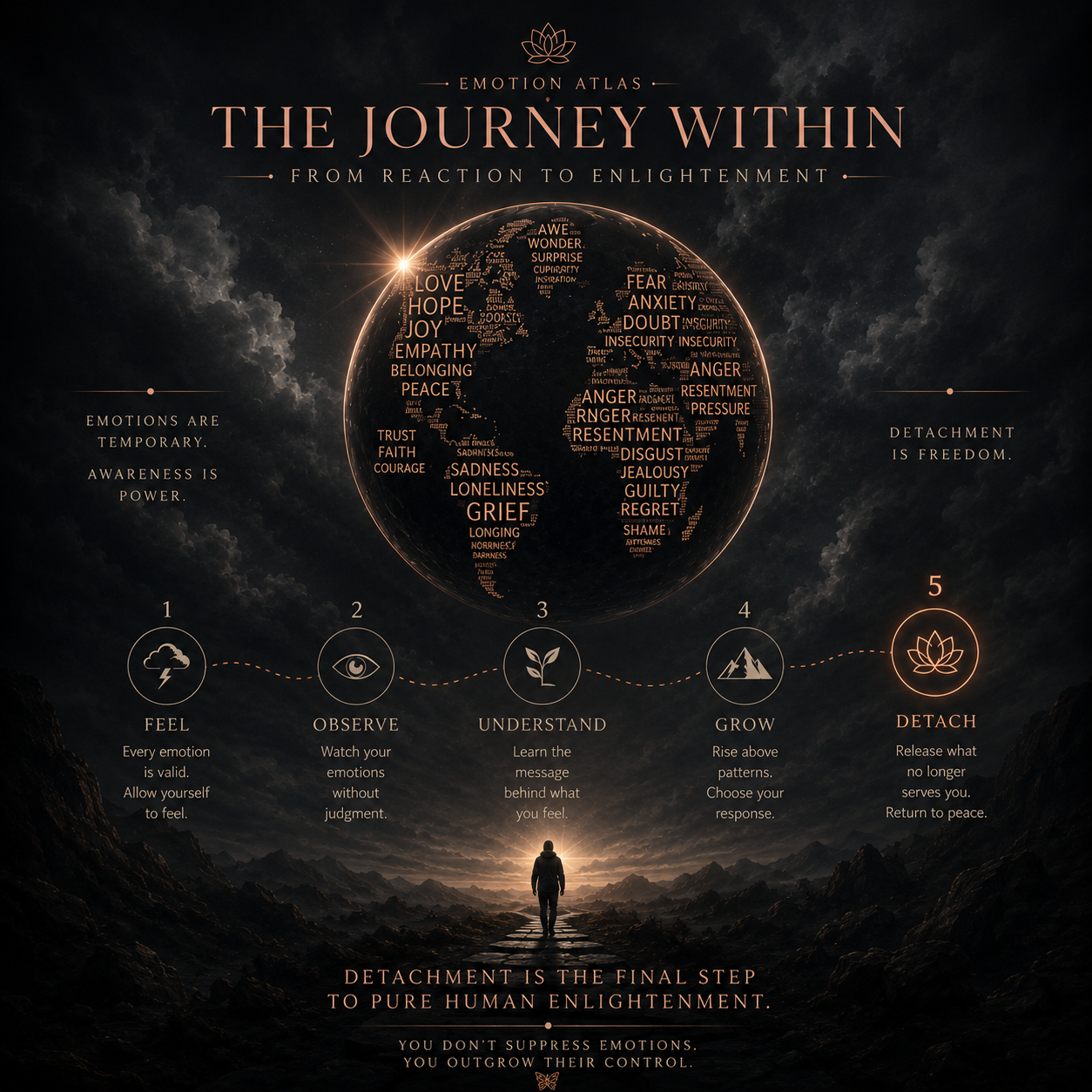 The Journey Within — from reaction to enlightenment: Feel, Observe, Understand, Grow, Detach